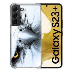 Coque Renforcée En Verre Trempé Pour Samsung Galaxy S23 Plus Animal Aigle Royal Blanc