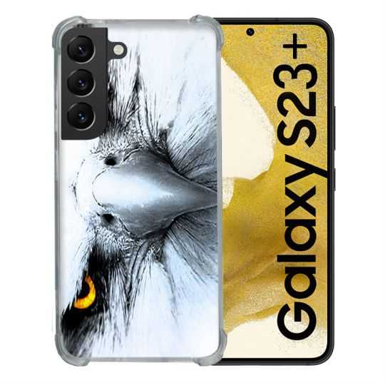 Coque Renforcée En Verre Trempé Pour Samsung Galaxy S23 Plus Animal Aigle Royal Blanc