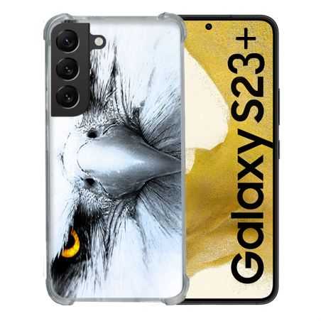 Coque Renforcée En Verre Trempé Pour Samsung Galaxy S23 Plus Animal Aigle Royal Blanc