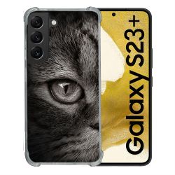 Coque Renforcée En Verre Trempé Pour Samsung Galaxy S23 Plus Animal Chat Gris