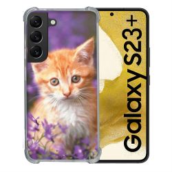 Coque Renforcée En Verre Trempé Pour Samsung Galaxy S23 Plus Animal Chat Violet