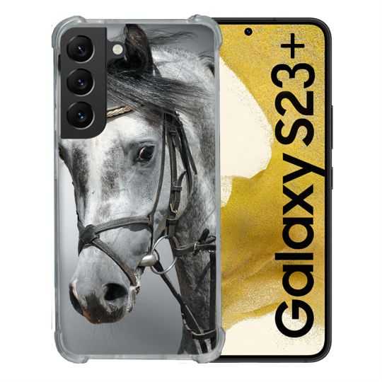 Coque Renforcée En Verre Trempé Pour Samsung Galaxy S23 Plus Animal Cheval Blanc