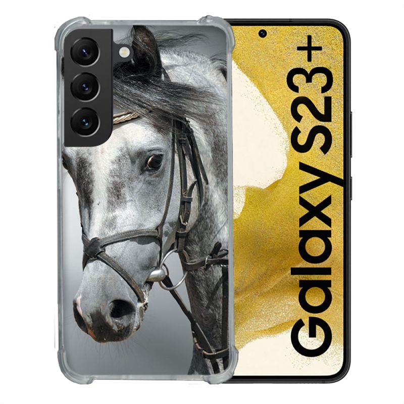Coque Renforcée En Verre Trempé Pour Samsung Galaxy S23 Plus Animal Cheval Blanc