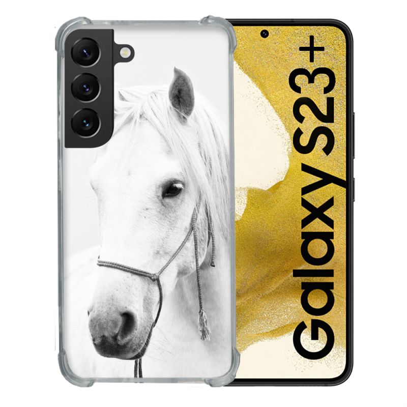 Coque Renforcée En Verre Trempé Pour Samsung Galaxy S23 Plus Animal Cheval Cristal