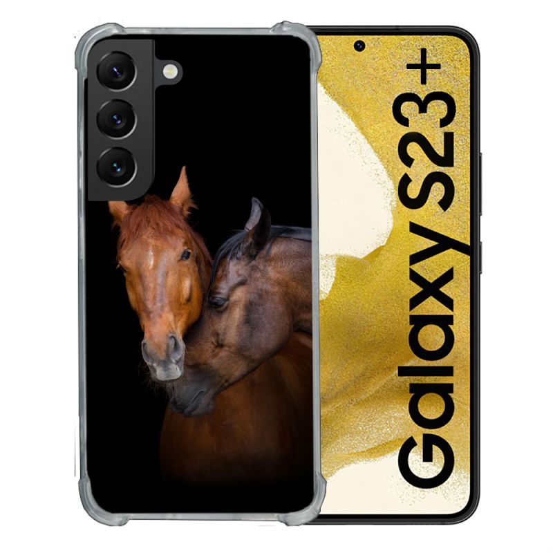Coque Renforcée En Verre Trempé Pour Samsung Galaxy S23 Plus Animal Cheval Marron