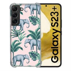 Coque Renforcée En Verre Trempé Pour Samsung Galaxy S23 Plus Animal Elephant Pattern