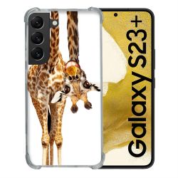 Coque Renforcée En Verre Trempé Pour Samsung Galaxy S23 Plus Animal Girafe Blanche