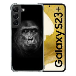 Coque Renforcée En Verre Trempé Pour Samsung Galaxy S23 Plus Animal Gorille Noir
