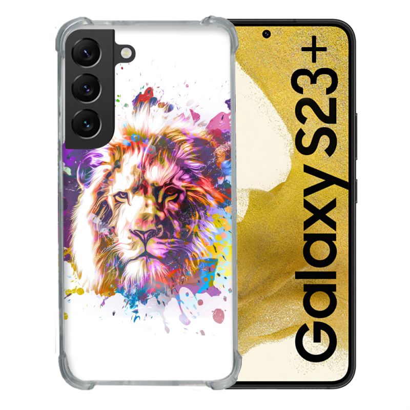 Coque Renforcée En Verre Trempé Pour Samsung Galaxy S23 Plus Animal Lion Tag