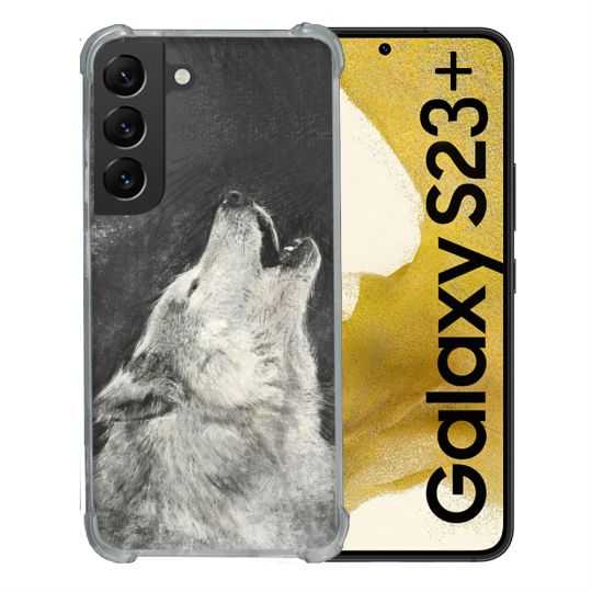 Coque Renforcée En Verre Trempé Pour Samsung Galaxy S23 Plus Animal Loup Hurlement