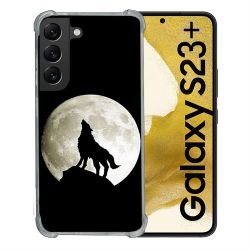 Coque Renforcée En Verre Trempé Pour Samsung Galaxy S23 Plus Animal Loup Noir