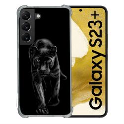 Coque Renforcée En Verre Trempé Pour Samsung Galaxy S23 Plus Animal Panthère Noire