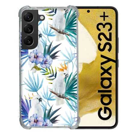 Coque Renforcée En Verre Trempé Pour Samsung Galaxy S23 Plus Animal Perroquet Peinture