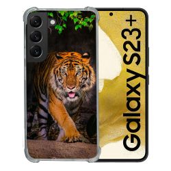 Coque Renforcée En Verre Trempé Pour Samsung Galaxy S23 Plus Animal Tigre Jungle