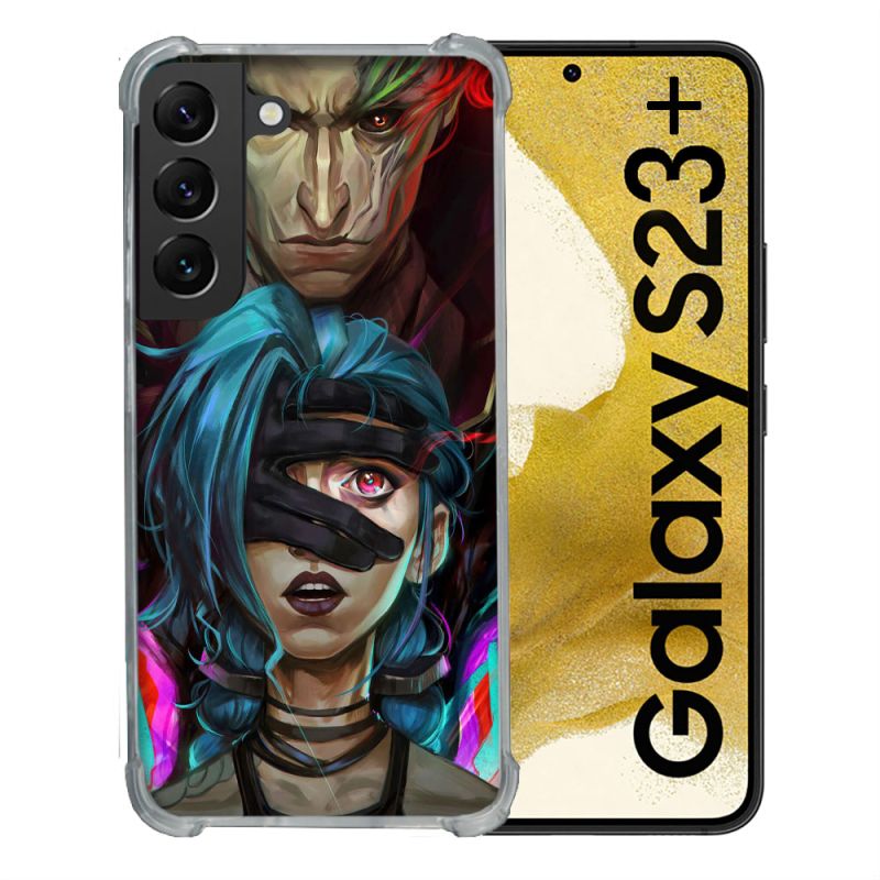 Coque Renforcée En Verre Trempé Pour Samsung Galaxy S23 Plus Arcane Jynx Bleu