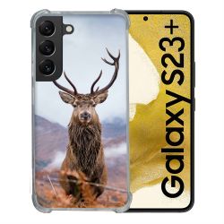 Coque Renforcée En Verre Trempé Pour Samsung Galaxy S23 Plus Chasse Chevreuil Montagne