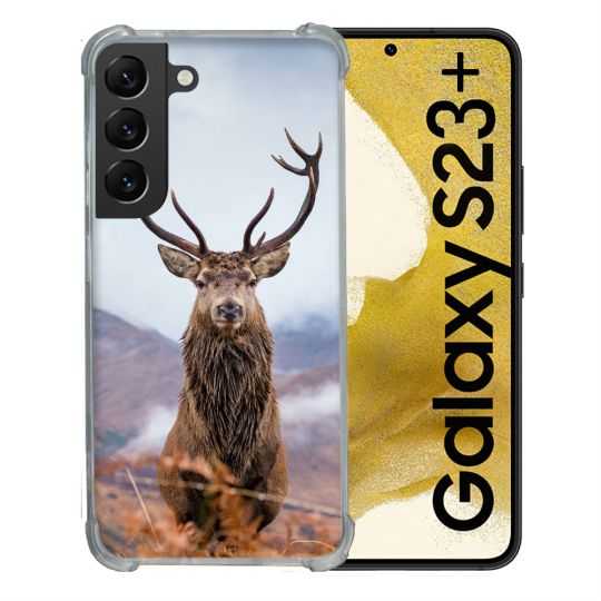 Coque Renforcée En Verre Trempé Pour Samsung Galaxy S23 Plus Chasse Chevreuil Montagne