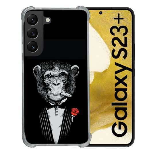 Coque Renforcée En Verre Trempé Pour Samsung Galaxy S23 Plus Decale Singe Mafia