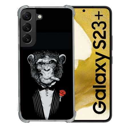 Coque Renforcée En Verre Trempé Pour Samsung Galaxy S23 Plus Decale Singe Mafia