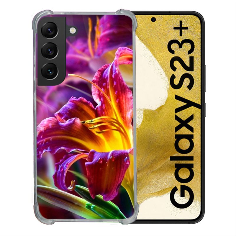 Coque Renforcée En Verre Trempé Pour Samsung Galaxy S23 Plus Fleur Lys Color