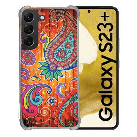 Coque Renforcée En Verre Trempé Pour Samsung Galaxy S23 Plus Fleur Psychedelic