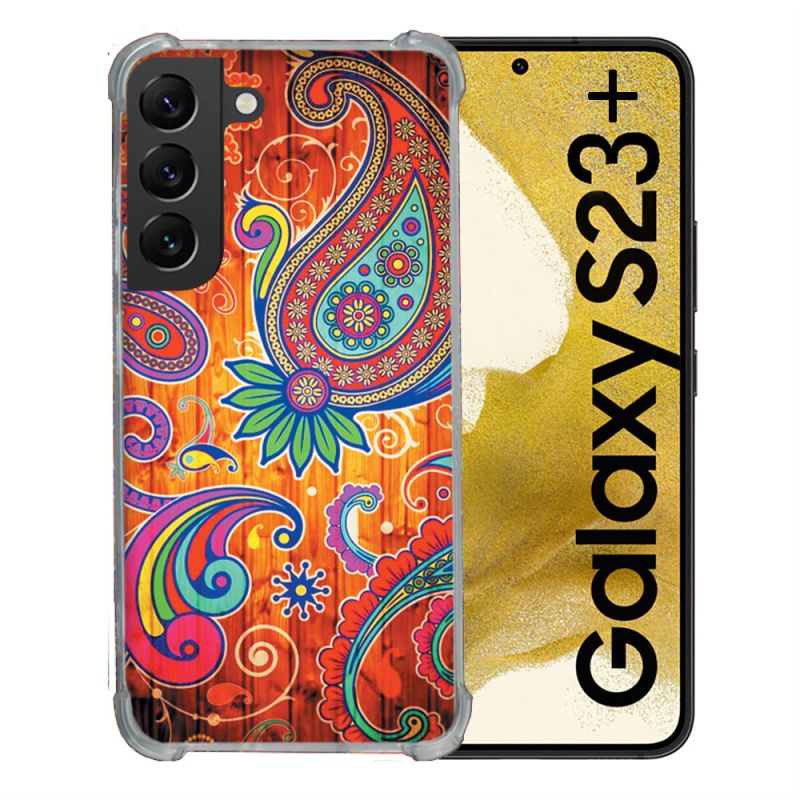 Coque Renforcée En Verre Trempé Pour Samsung Galaxy S23 Plus Fleur Psychedelic