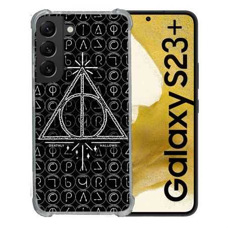 Coque Renforcée En Verre Trempé Pour Samsung Galaxy S23 Plus Harry Potter Hollows Triangle Noir