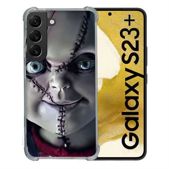 Coque Renforcée En Verre Trempé Pour Samsung Galaxy S23 Plus Horreur Chucky Cicatrice