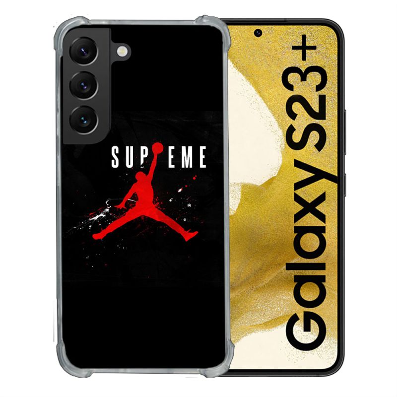 Coque Renforcée En Verre Trempé Pour Samsung Galaxy S23 Plus Jordan Supreme Noir