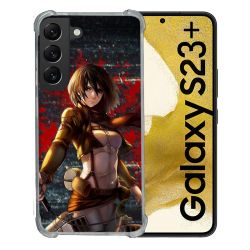 Coque Renforcée En Verre Trempé Pour Samsung Galaxy S23 Plus Manga Attaque Titans Mikasa