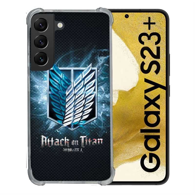 Coque Renforcée En Verre Trempé Pour Samsung Galaxy S23 Plus Manga Attaque Titans Noir