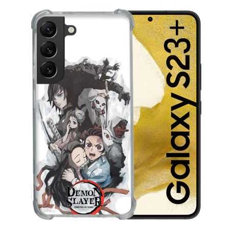 Coque Renforcée En Verre Trempé Pour Samsung Galaxy S23 Plus Manga Demon Slayer Blanc