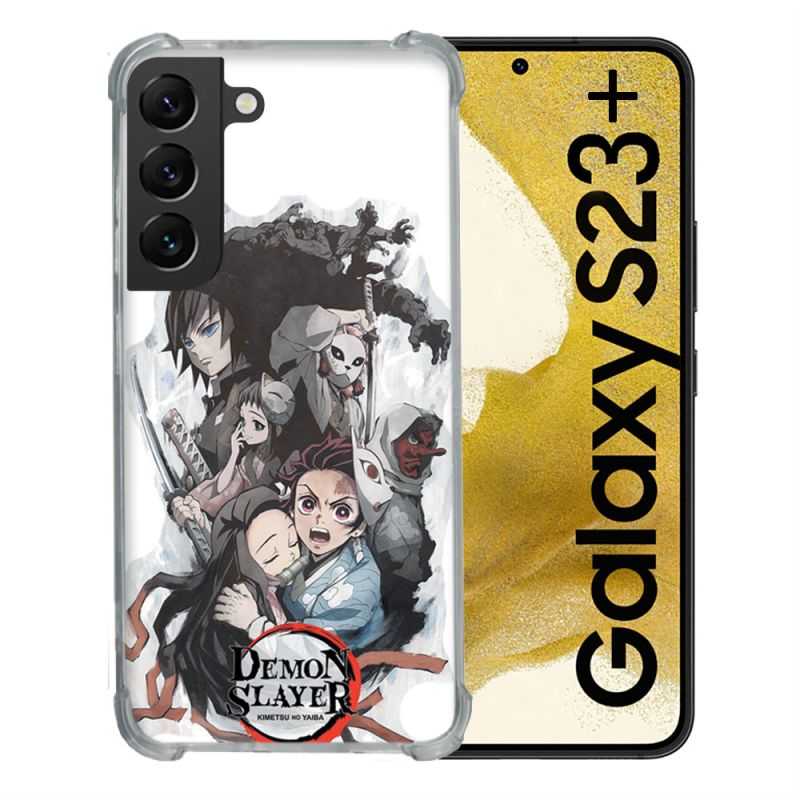 Coque Renforcée En Verre Trempé Pour Samsung Galaxy S23 Plus Manga Demon Slayer Blanc