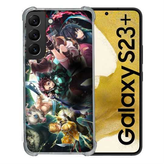 Coque Renforcée En Verre Trempé Pour Samsung Galaxy S23 Plus Manga Demon Slayer Groupe