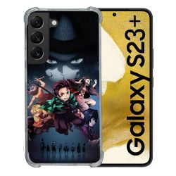 Coque Renforcée En Verre Trempé Pour Samsung Galaxy S23 Plus Manga Demon Slayer Noir