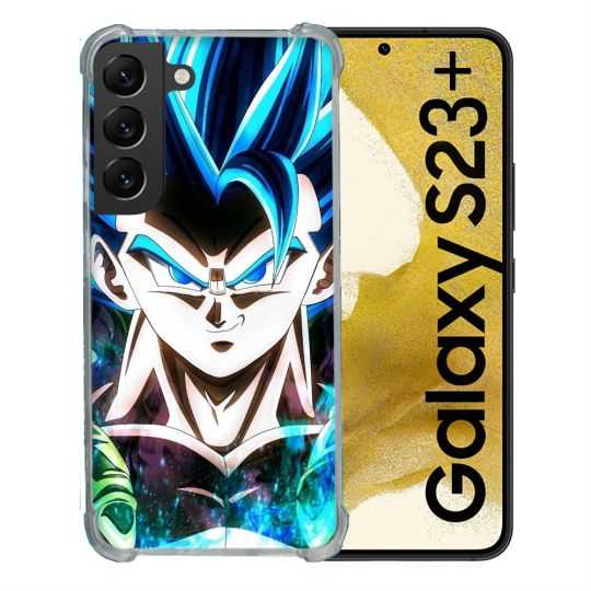 Coque Renforcée En Verre Trempé Pour Samsung Galaxy S23 Plus Manga Dragon Ball Gogeta Visage