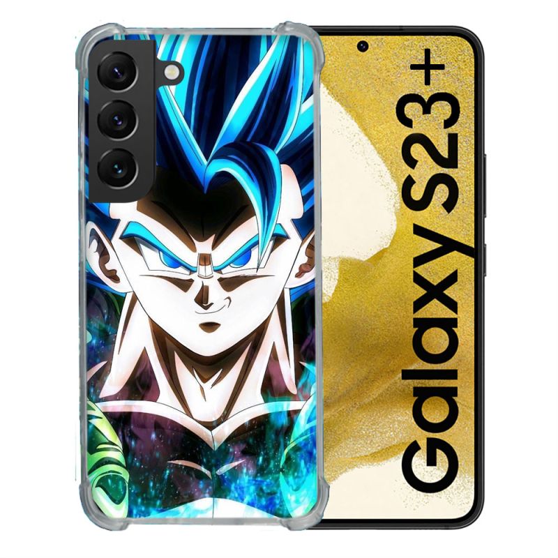 Coque Renforcée En Verre Trempé Pour Samsung Galaxy S23 Plus Manga Dragon Ball Gogeta Visage