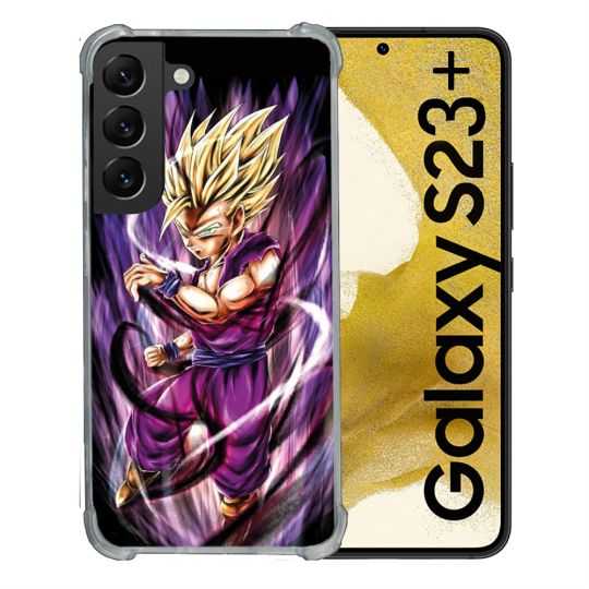 Coque Renforcée En Verre Trempé Pour Samsung Galaxy S23 Plus Manga Dragon Ball Sangohan Violet