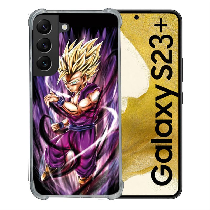 Coque Renforcée En Verre Trempé Pour Samsung Galaxy S23 Plus Manga Dragon Ball Sangohan Violet