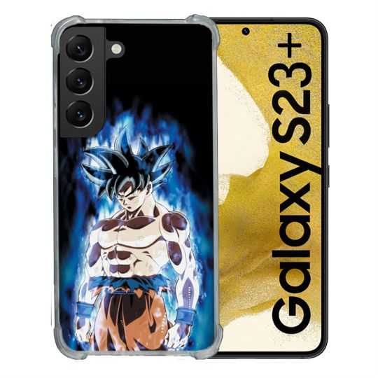 Coque Renforcée En Verre Trempé Pour Samsung Galaxy S23 Plus Manga Dragon Ball Sangoku Noir