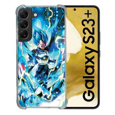 Coque Renforcée En Verre Trempé Pour Samsung Galaxy S23 Plus Manga Dragon Ball Vegeta Bleu