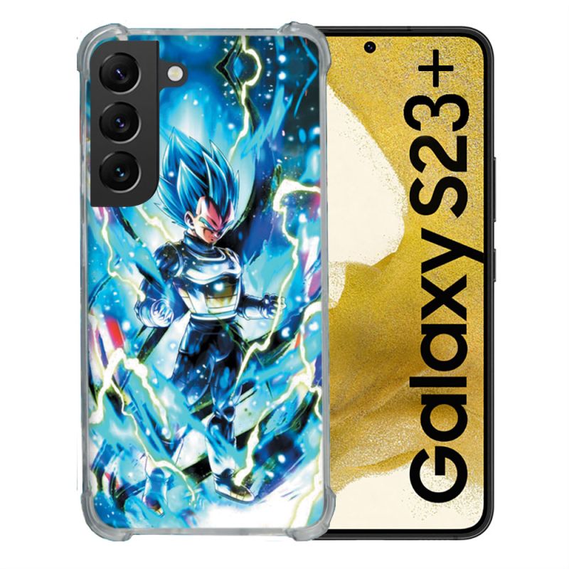 Coque Renforcée En Verre Trempé Pour Samsung Galaxy S23 Plus Manga Dragon Ball Vegeta Bleu