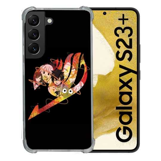 Coque Renforcée En Verre Trempé Pour Samsung Galaxy S23 Plus Manga Fairy Tail Logo Noir