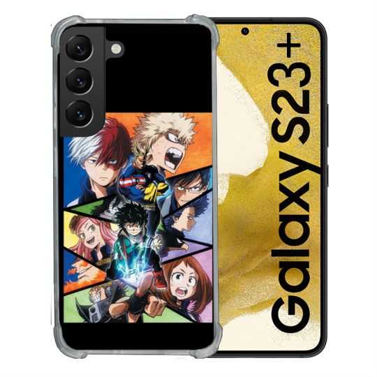 Coque Renforcée En Verre Trempé Pour Samsung Galaxy S23 Plus Manga My Hero Academia Noir