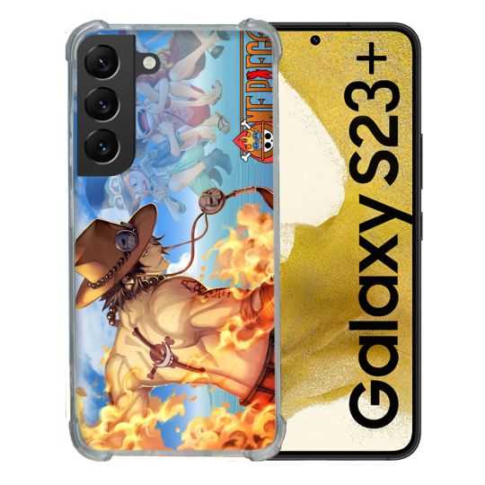 Coque Renforcée En Verre Trempé Pour Samsung Galaxy S23 Plus Manga One Piece Ace Color