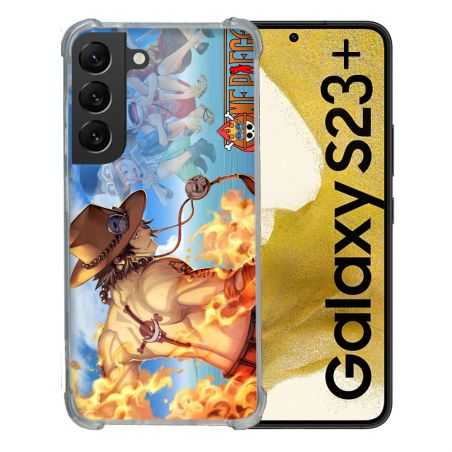 Coque Renforcée En Verre Trempé Pour Samsung Galaxy S23 Plus Manga One Piece Ace Color