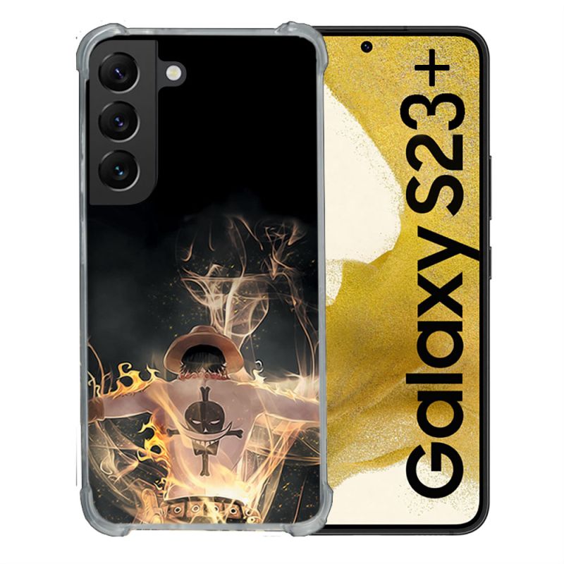 Coque Renforcée En Verre Trempé Pour Samsung Galaxy S23 Plus Manga One Piece Ace Noir