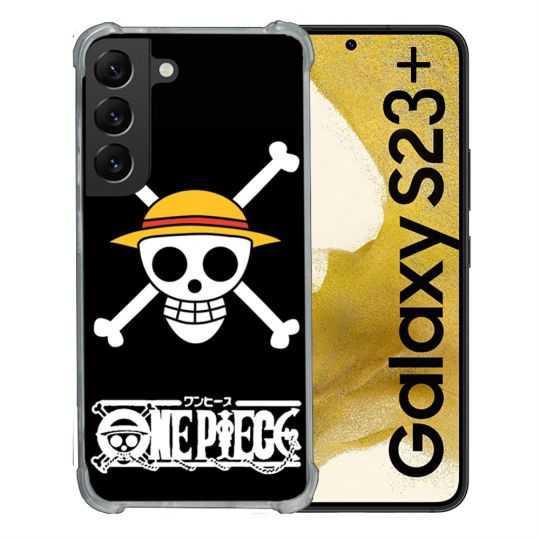 Coque Renforcée En Verre Trempé Pour Samsung Galaxy S23 Plus Manga One Piece Tete de Mort