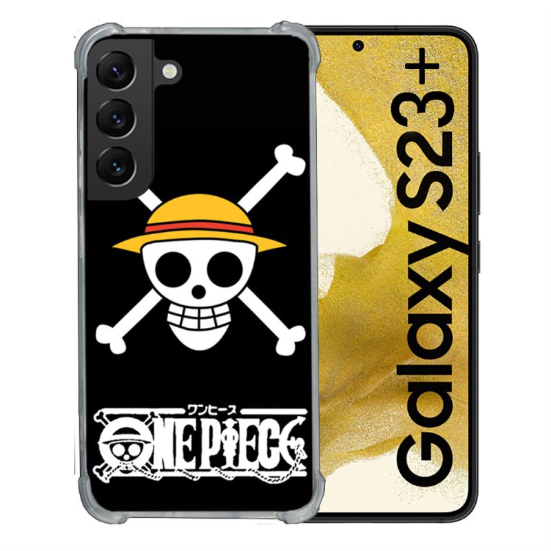 Coque Renforcée En Verre Trempé Pour Samsung Galaxy S23 Plus Manga One Piece Tete de Mort
