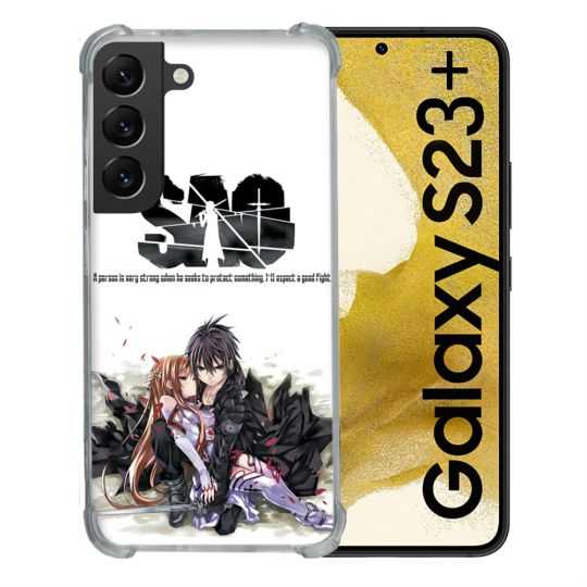Coque Renforcée En Verre Trempé Pour Samsung Galaxy S23 Plus Manga SAO sword Art Online Blanc